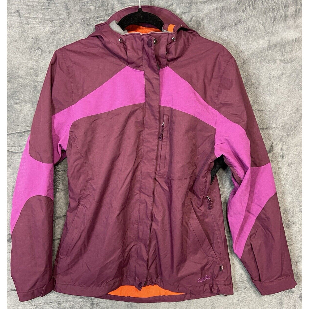 Cabelas Dry Plus Double Layered Waterproof Hooded Full Zip Lined Jacket Coat S M